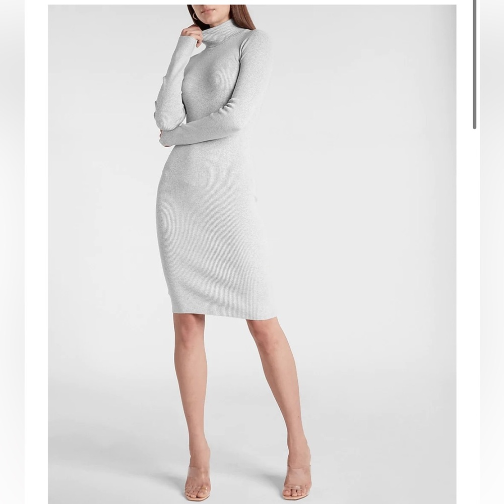 Express ribbed turtleneck midi sweater dress